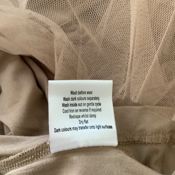 Malissa J. Dress Neutral Tan Beige Nude Tool Shortsleeved Maxi Balletcore Size M - Picture 8 of 10